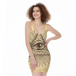 Illuminati Eye Print Sleeveless Bodycon Dress