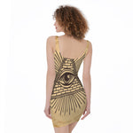 Illuminati Eye Print Sleeveless Bodycon Dress