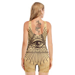 Illuminati Eye Print Sleeveless One Piece Swimsuit