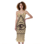 Illuminati Eye Print Slim Fit Midi Cami Dress