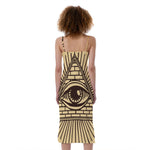 Illuminati Eye Print Slim Fit Midi Cami Dress
