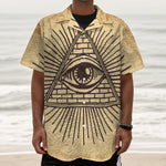Illuminati Eye Print Textured Short Sleeve Shirt