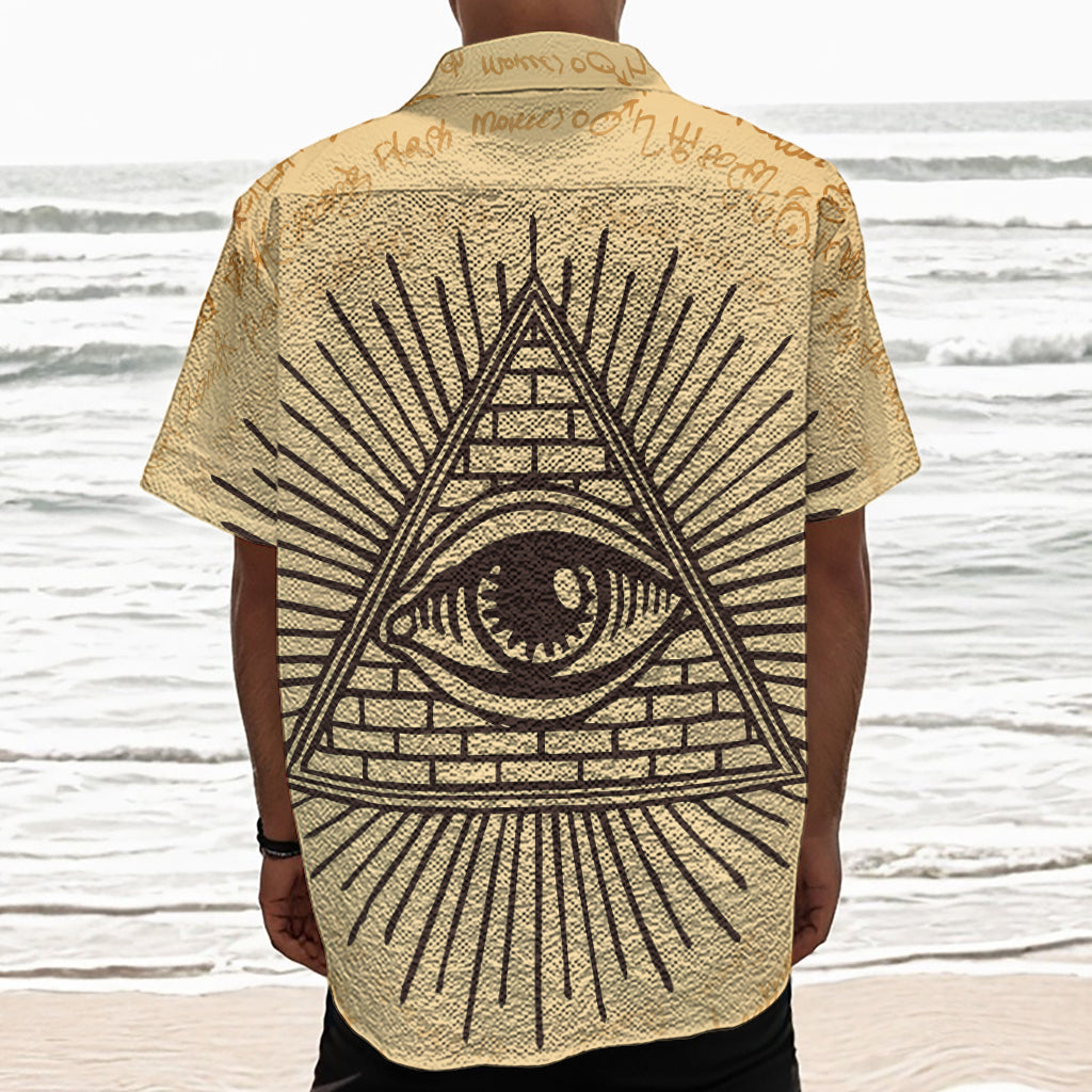 Illuminati Eye Print Textured Short Sleeve Shirt