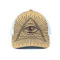 Illuminati Eye Print White Mesh Trucker Hat