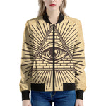 Illuminati Eye Print Women's Bomber Jacket