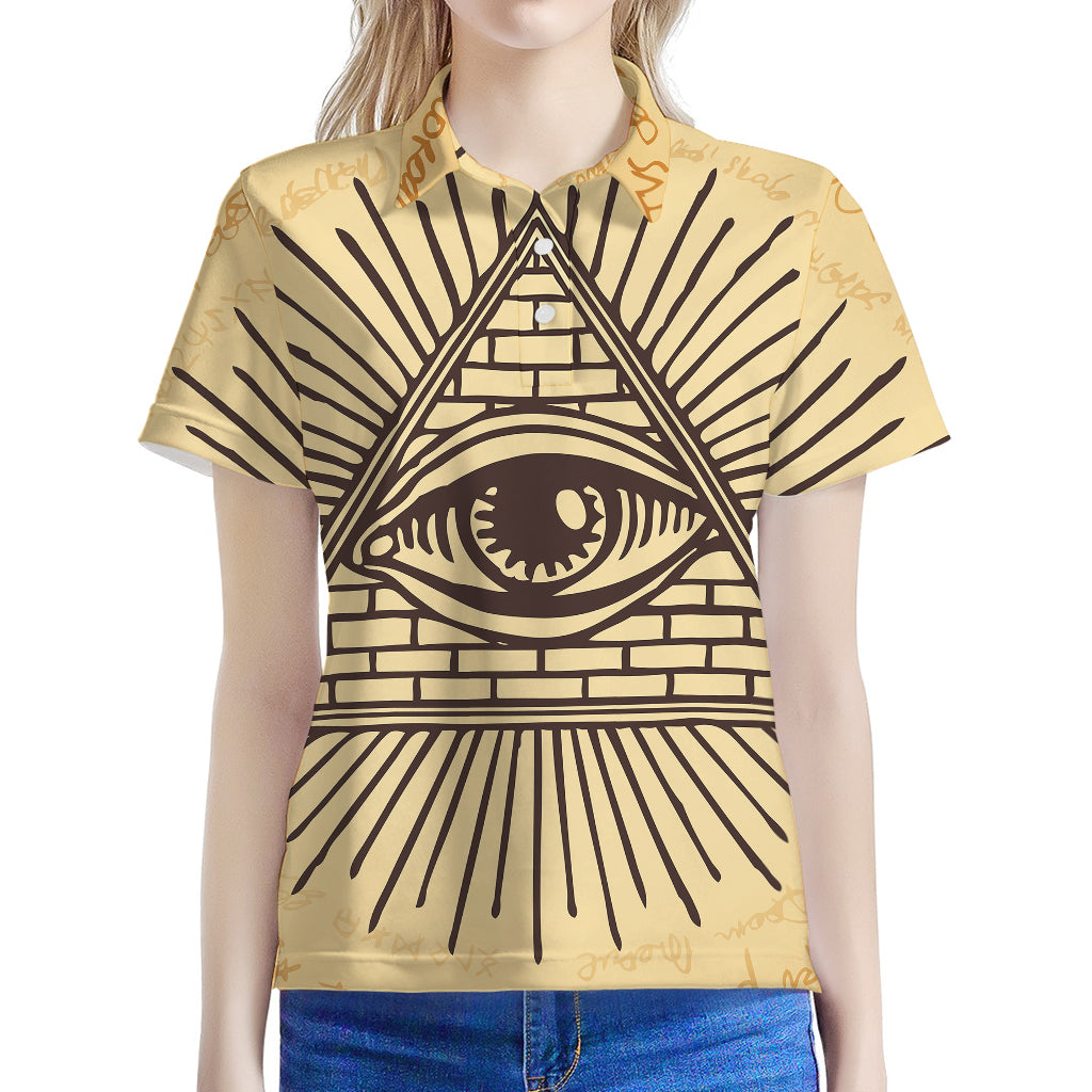 Illuminati Eye Print Women's Polo Shirt