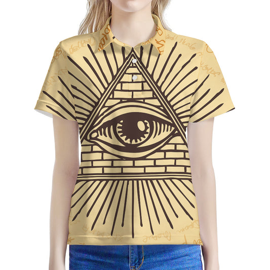 Illuminati Eye Print Women's Polo Shirt