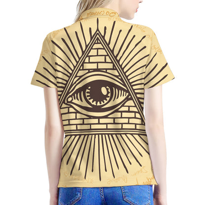 Illuminati Eye Print Women's Polo Shirt