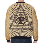 Illuminati Eye Print Zip Sleeve Bomber Jacket