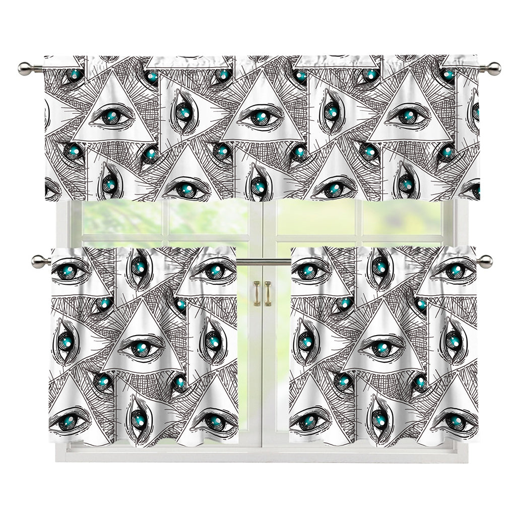 Illuminati Pattern Print 3 Piece Kitchen Curtains