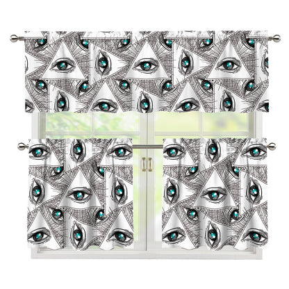 Illuminati Pattern Print 3 Piece Kitchen Curtains
