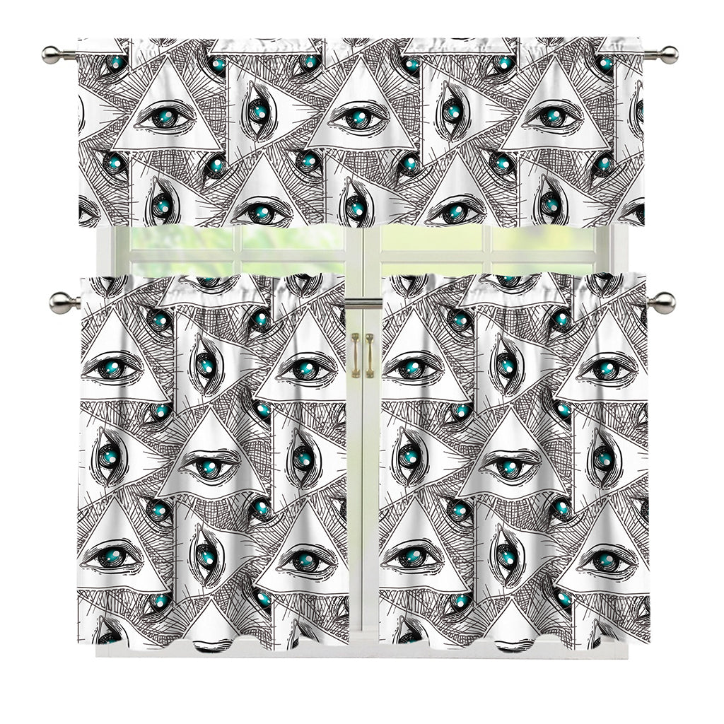 Illuminati Pattern Print 3 Piece Kitchen Curtains