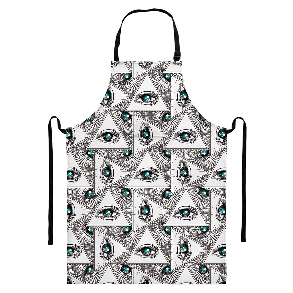 Illuminati Pattern Print Bib Apron With Pocket