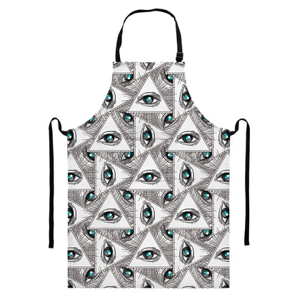 Illuminati Pattern Print Bib Apron With Pocket