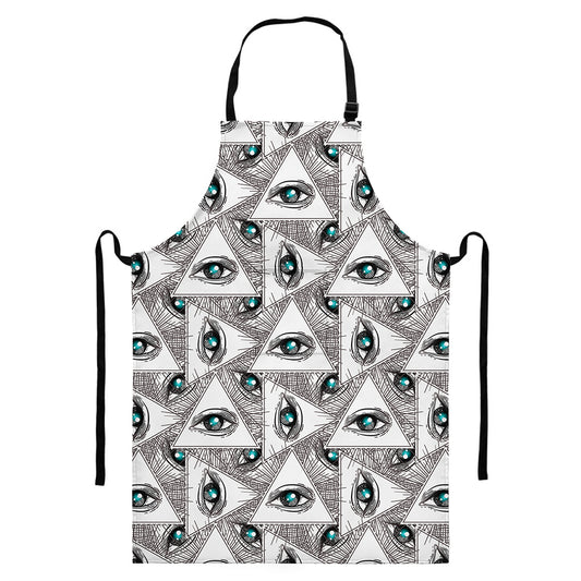 Illuminati Pattern Print Bib Apron With Pocket