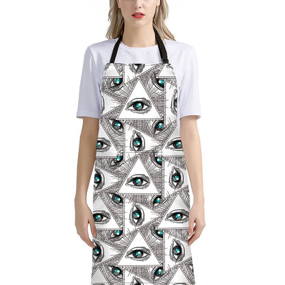 Illuminati Pattern Print Bib Apron With Pocket
