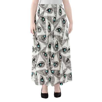 Illuminati Pattern Print Chiffon Maxi Skirt