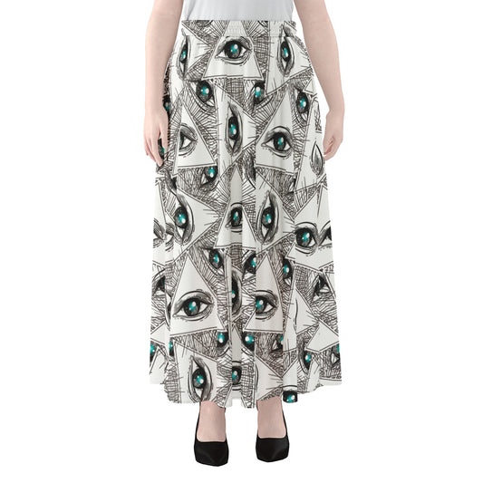Illuminati Pattern Print Chiffon Maxi Skirt