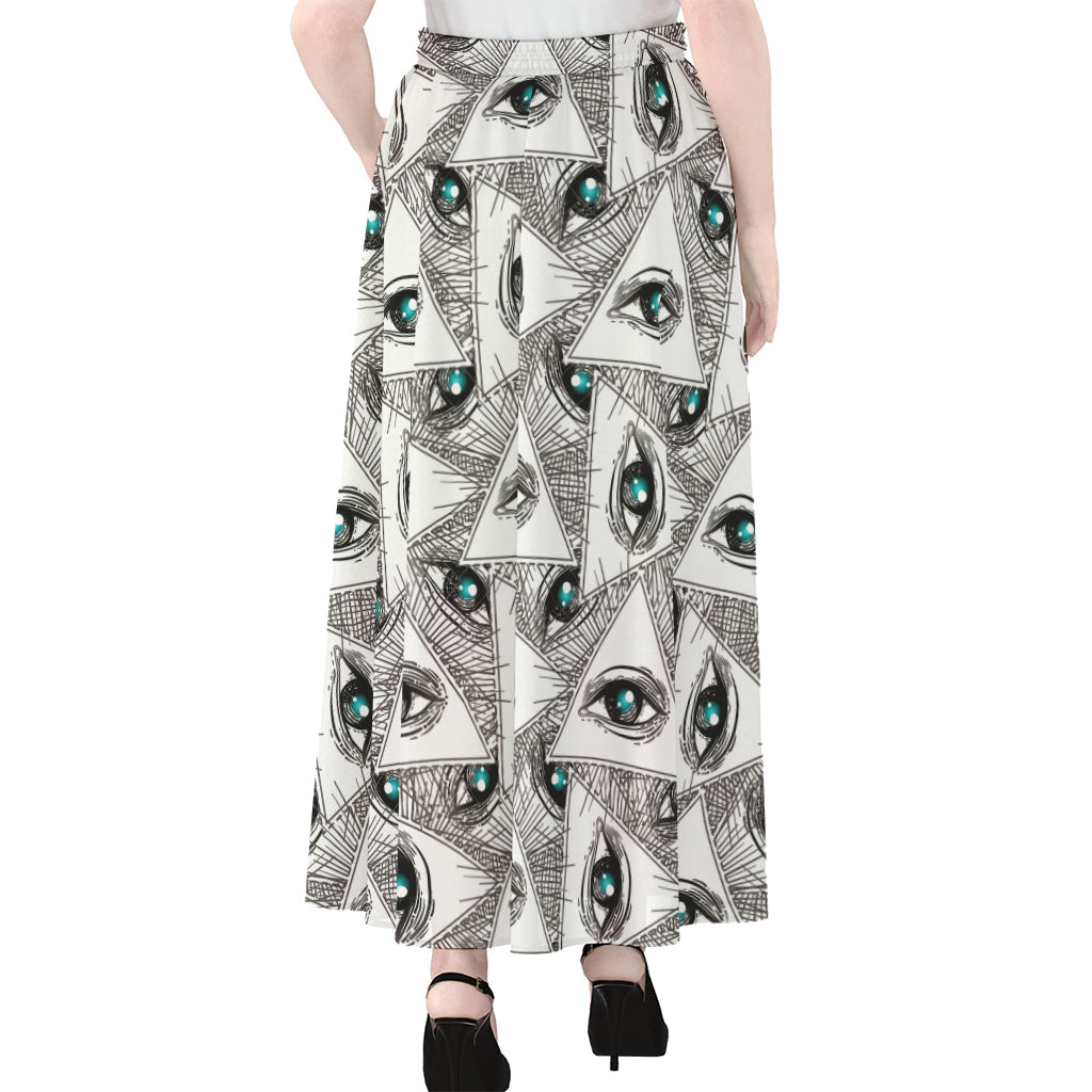 Illuminati Pattern Print Chiffon Maxi Skirt