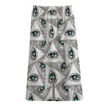 Illuminati Pattern Print Cotton Front Slit Maxi Skirt