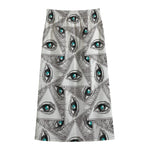 Illuminati Pattern Print Cotton Front Slit Maxi Skirt