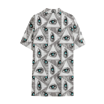 Illuminati Pattern Print Cotton Hawaiian Shirt