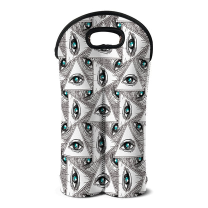 Illuminati Pattern Print Double Neoprene Wine Tote