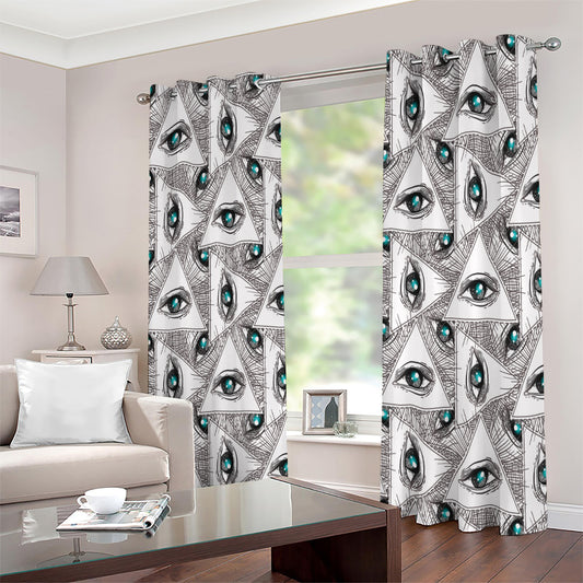 Illuminati Pattern Print Extra Wide Grommet Curtains