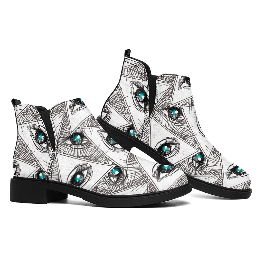 Illuminati Pattern Print Flat Ankle Boots