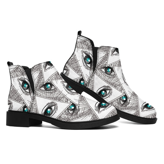 Illuminati Pattern Print Flat Ankle Boots