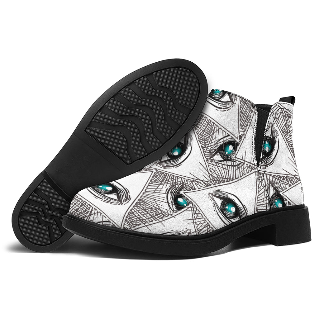 Illuminati Pattern Print Flat Ankle Boots