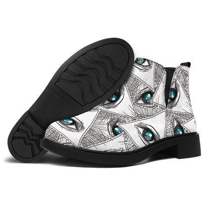 Illuminati Pattern Print Flat Ankle Boots