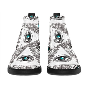 Illuminati Pattern Print Flat Ankle Boots