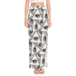 Illuminati Pattern Print High Slit Maxi Skirt