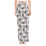 Illuminati Pattern Print High Slit Maxi Skirt