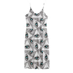 Illuminati Pattern Print Jersey Midi Cami Dress