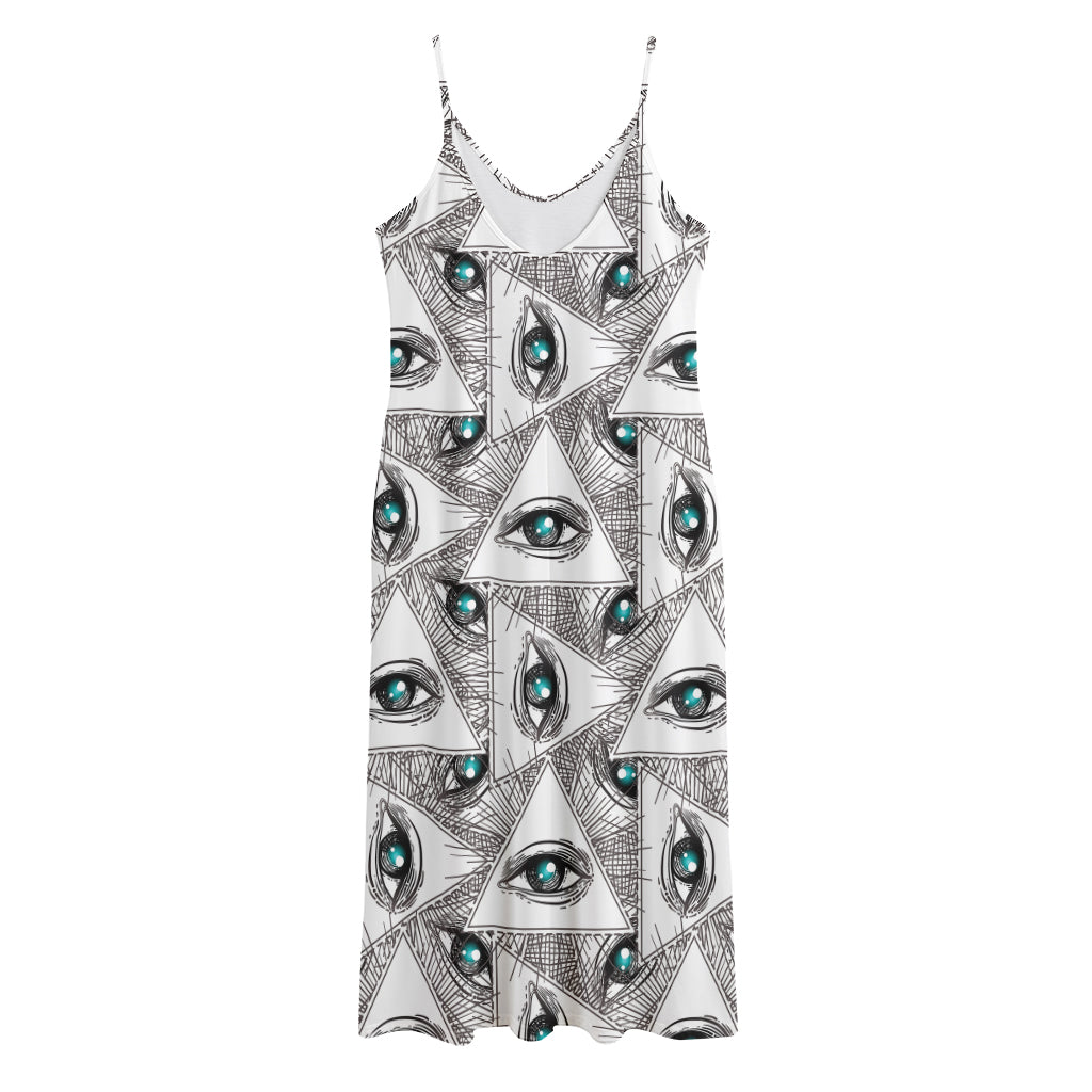 Illuminati Pattern Print Jersey Midi Cami Dress