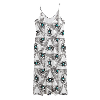 Illuminati Pattern Print Jersey Midi Cami Dress