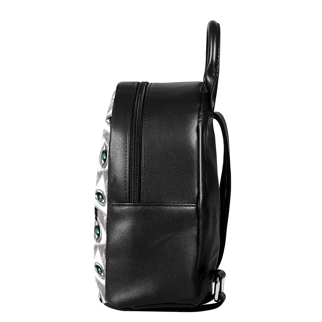 Illuminati Pattern Print Leather Backpack