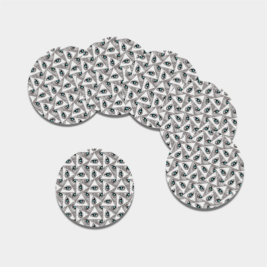 Illuminati Pattern Print Leather Coaster Set