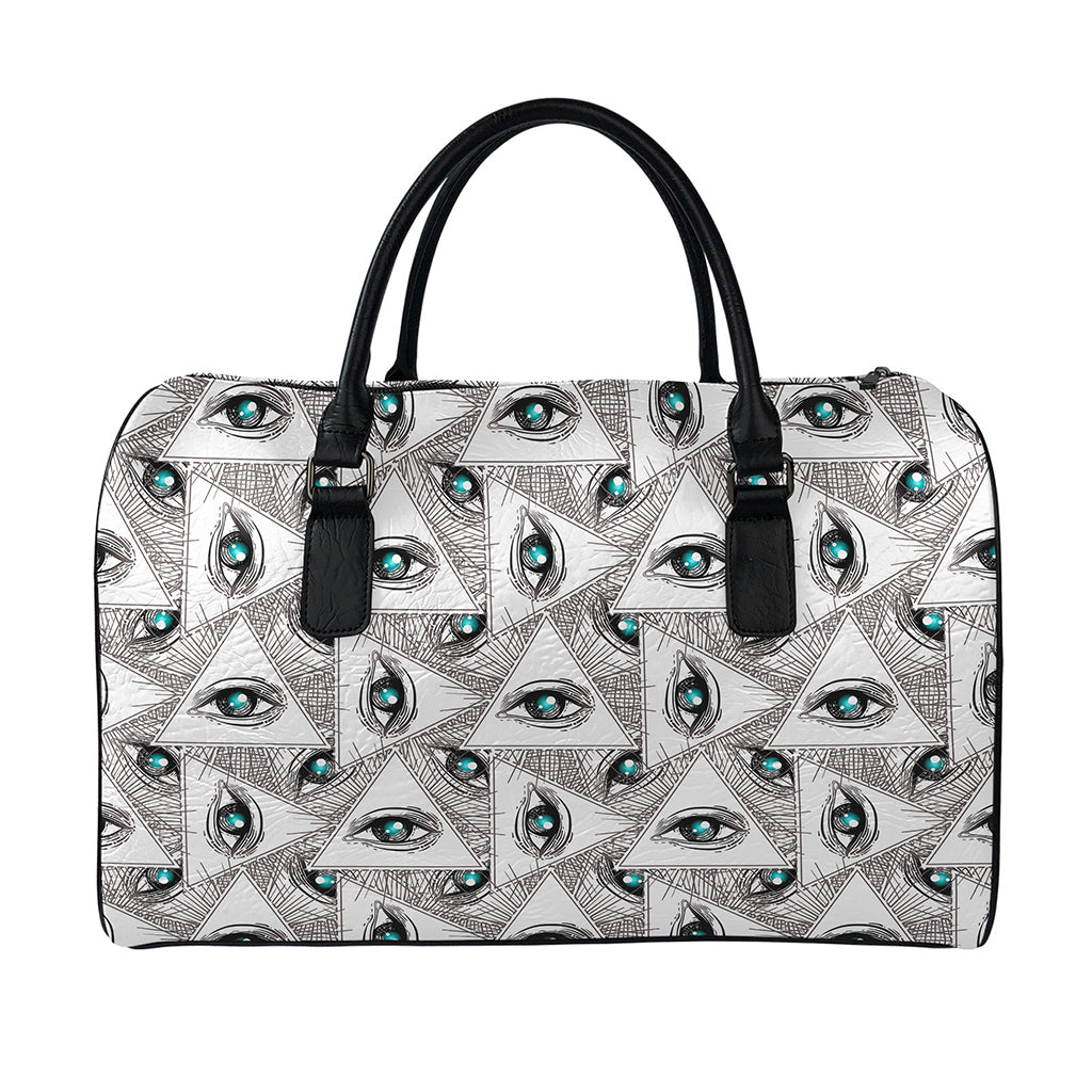 Illuminati Pattern Print Leather Duffle Bag