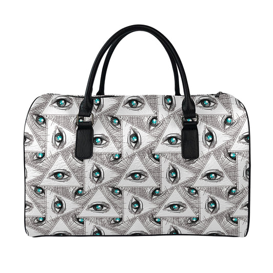 Illuminati Pattern Print Leather Duffle Bag