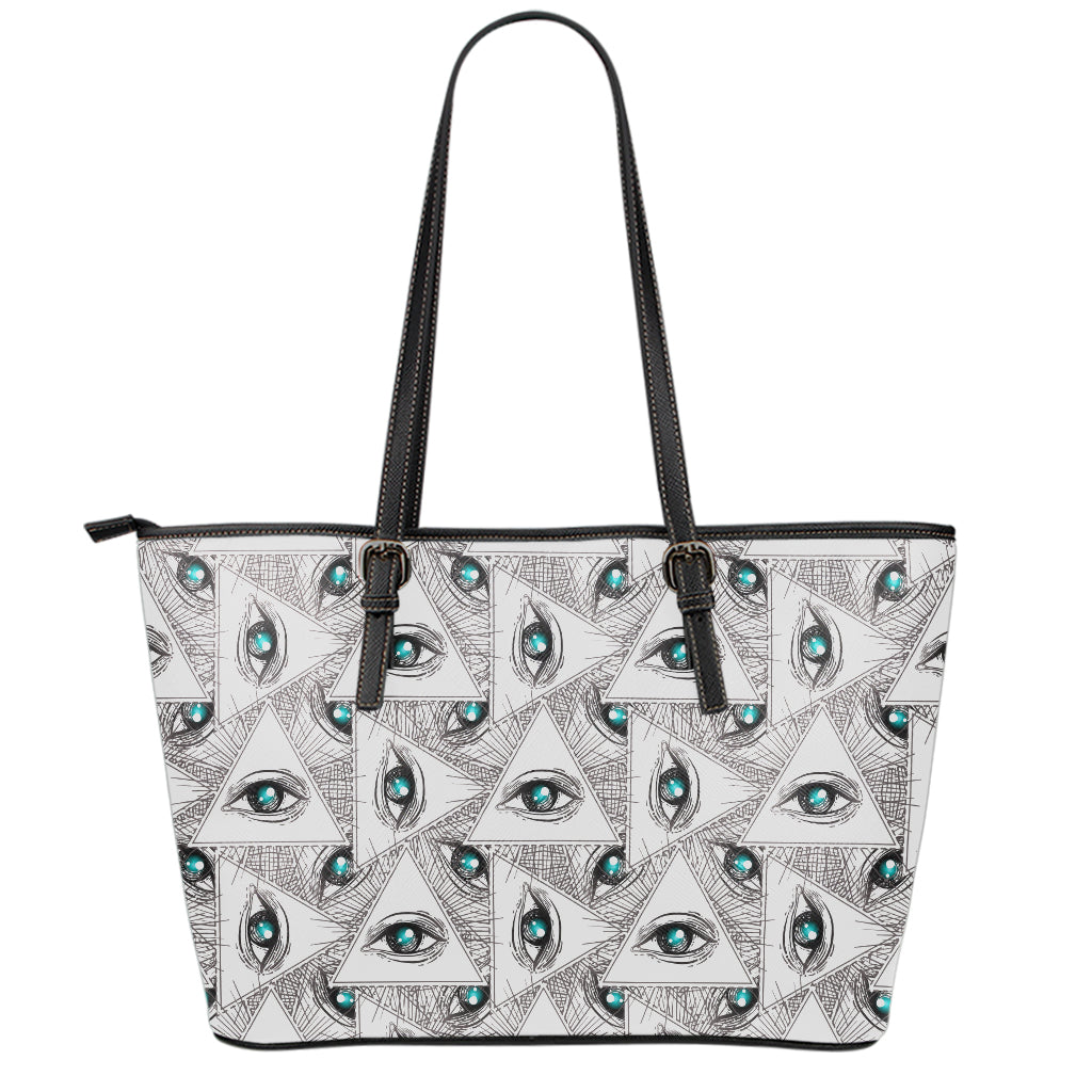 Illuminati Pattern Print Leather Tote Bag