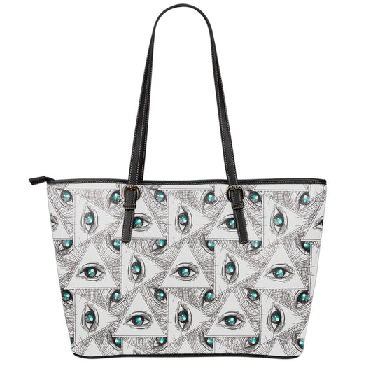 Illuminati Pattern Print Leather Tote Bag