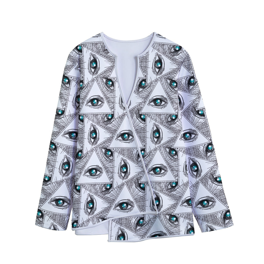 Illuminati Pattern Print Long Sleeve Short Coat