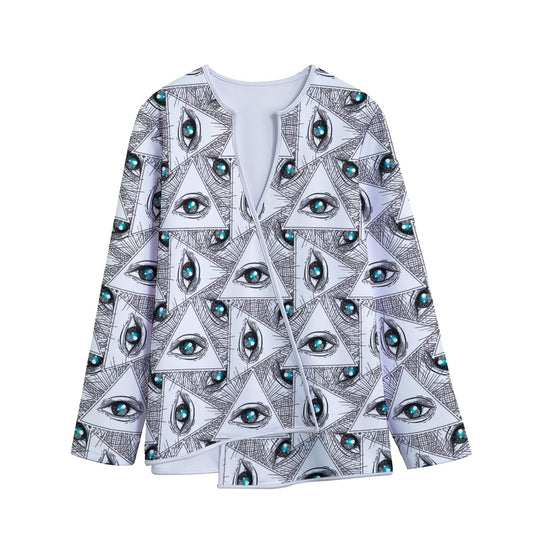 Illuminati Pattern Print Long Sleeve Short Coat