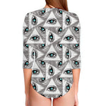 Illuminati Pattern Print Long Sleeve Swimsuit