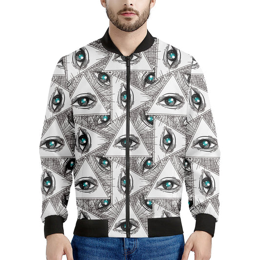 Illuminati Pattern Print Men's Bomber Jacket