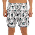 Illuminati Pattern Print Men's Split Running Shorts