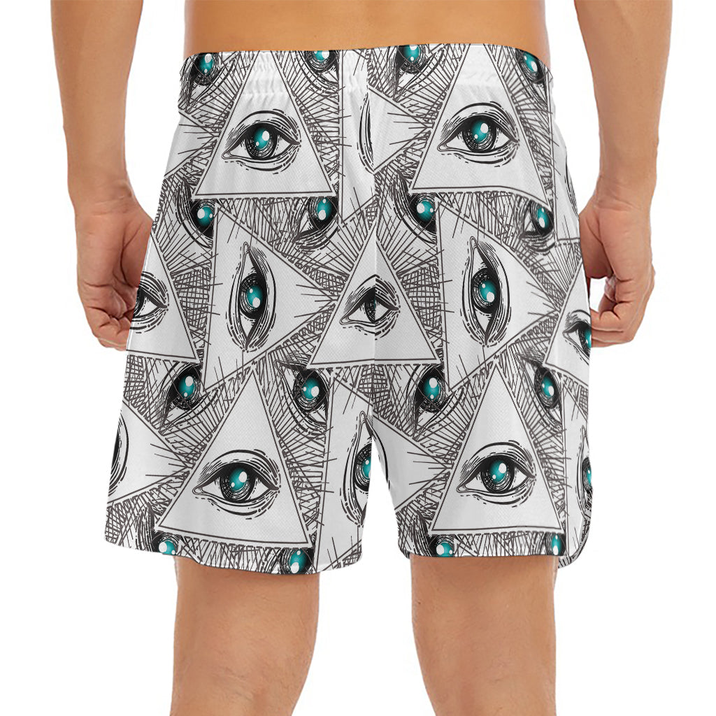 Illuminati Pattern Print Men's Split Running Shorts